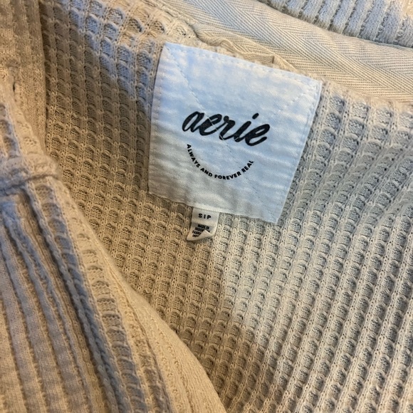 Aerie Beige Textured Button-Up Shirt - Picture 2 of 2